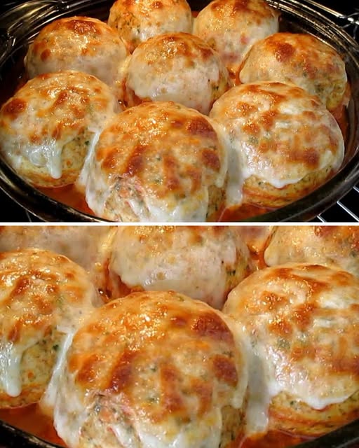 Pechuga de pollo rellena con queso cheddar y puré de patatas, acompañada de una salsa especial y una cobertura de queso derretido, servida en un plato con guarnición.